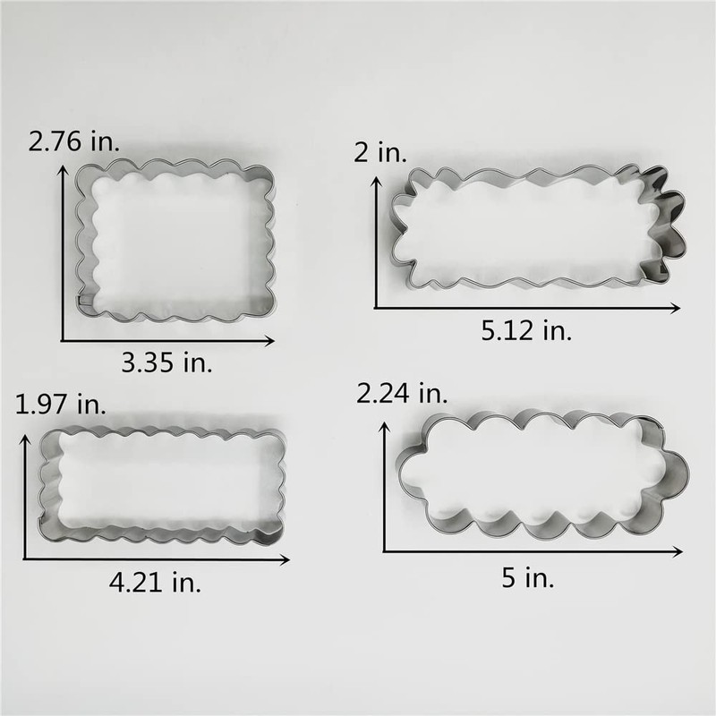 LILIAO Rectangle Scalloped Edge Cookie Cutter Set, Stainless Steel (Rectangle
