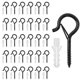 Hevysuo 30 Stück Schraubhaken Edelstahl Schwarz mit 30 Expansionsrohre Klein,M4 schwarze haken zum schrauben,mit Sicherung,für Pflanzenkörben Vogelhäuschen Windspielen Lichterketten