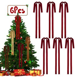 6 PCS Large Burgundy Velvet Ribbon Bows for Christmas Tree, 23.5x15.5 Inch Bow Tree Topper Velvet Ornaments for Christmas Tree Decorations Outdoor Garland Wreath Decor
