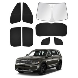 Canvcle Windshield Sun Shade for 2020-2025 2026 Kia Telluride Accessories Sunshade Side Rear Window Shade Cover Window Sun Visor Shield Privacy Protection Keep Vehicle Cool Black 8PCS