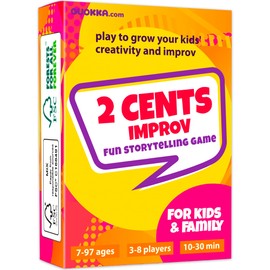 Quokka 2 Cents Family-Friendly Comedy Storytelling Game Cards - 60 Funny and Creative Improv Story Card Games - Fun Groups Gathering, Party Activities, Adult Game Night - 3-8 Storyteller Players