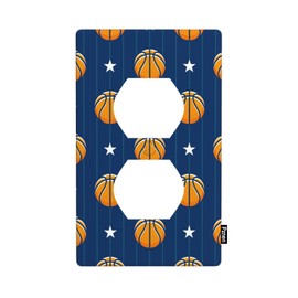 Pznen Basketball Outlet Covers Sports Design Navy Blue Wall Plate Duplex 1-Gang Standard Plug Cover Home Decorative Office
