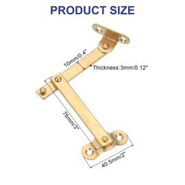 sourcing map 2 Pcs Brass Lid Folding Support Hinge, 3" x 2" Lid Stay Hinges Lid Support Hinge Display Bracket Lift Up Stay Hinge for Cabinet Wood Box Closet Wardrobe, Gold Tone