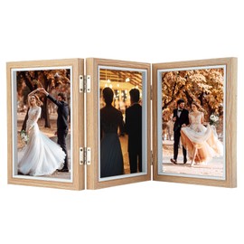 TESSTSY Foldable Collage Picture Frame, 3 Picture Frames, Wooden Picture Frames with Glass Pane, Picture Frame, 3 Photos Piece, Picture Frame for 3 Pictures, Photo Frame, Portrait Frame for Wedding,