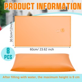 Wesnoy 8 Pcs Flood Barriers for Home PVC for Doors Garage Basement Doorway Driveway Water Barrier for Flooding Outdoor Sandbags Alternative Reusable Sandless Sand Bags,2 ft x 1 ft