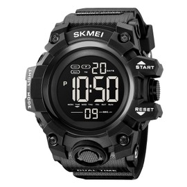 Gosasa Men's Large Face Digital Sports Watch - Waterproof Military Wrist Watch with Countdown Timer, LED Backlight, and Big Numbers- Perfect for Outdoor Activities & Sports