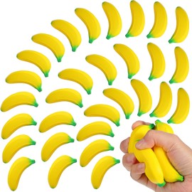 Civaner 30 Pieces Banana Stress Relief Toys Stretchy Carrots Fidget Anxiety Toys PU Banana Carrot Pack Toys Relief Stress Balls Tiny Party Supplies for Stress Relief Party Favors(Banana)