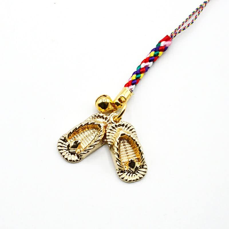 Gold Waraji Amulet Netsuke Attracting Money Luck, Lucky Luck Strap,