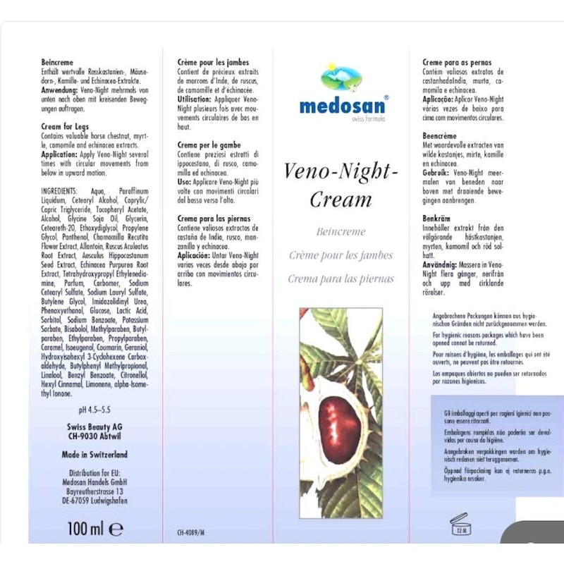 Medosan Veno Night Cream Leg Cream, 1 Pack (1 x