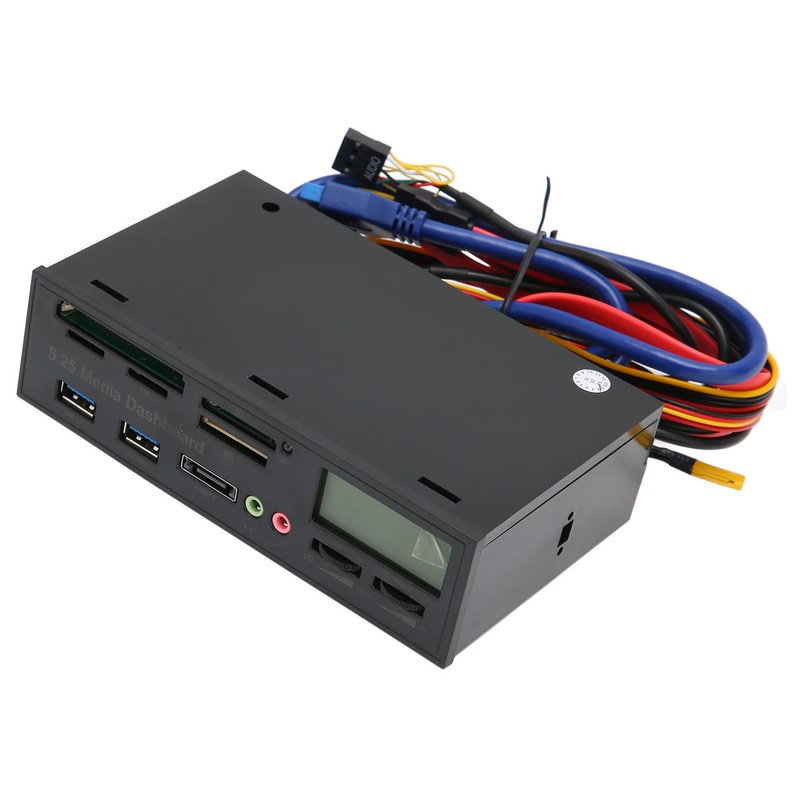 Media Dashboard USB3.0 Front Panel Hub LCD Display Optical Drive