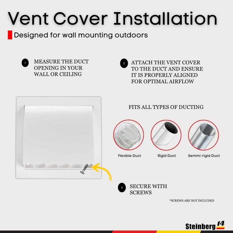 Steinberg14 Dryer Vent Cover Outside 4 inch - ABS Plastic