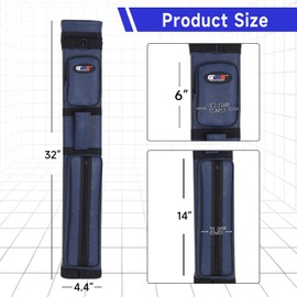 GSE Games & Sports Expert 3x6 Hard Pool Cue Case, Billiard Stick Carrying Bag for 3 Sticks, Holds 3 Butts and 6 Shafts, Pool Cue Cases, Billiards Accessories - Blue
