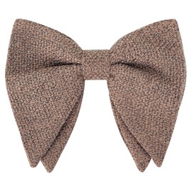 WANYING Men's Tweed 4 1/4 Inch Oversized Bow Ties or Bow Large Butterfly Bow Ties with Hook Closure Already Tied and Adjustable - Plain, D19 Pale Brown
