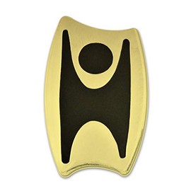 EvolveFISH Happy Humanist Lapel Pin - [Gold & Black][1" Tall]