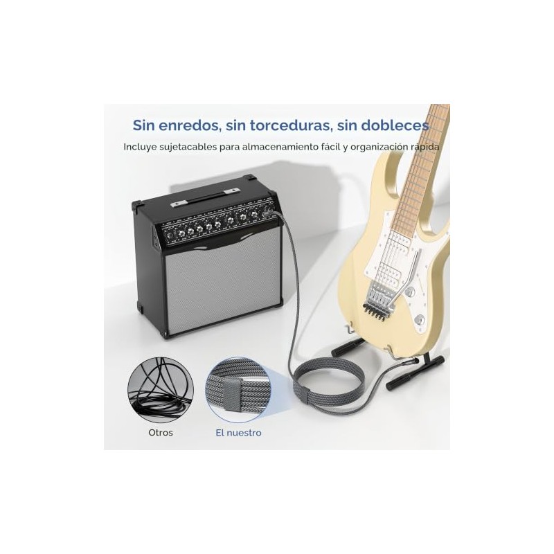 Elebase Paquete de 2 cables TRS para instrumentos de 1/4