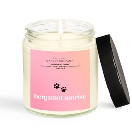 Pet Friendly Candle | Pet Safe Candle | All Natural Soy Candle | Pet Odor Eliminator | Clean Burning Candle | Air Freshening Scented Candles | Veterinarian Approved | 9 oz (Bergamot Sunrise)