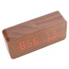 Wooden Digital Alarm Clock, Rectangular LED Red Light Wooden Clocks,