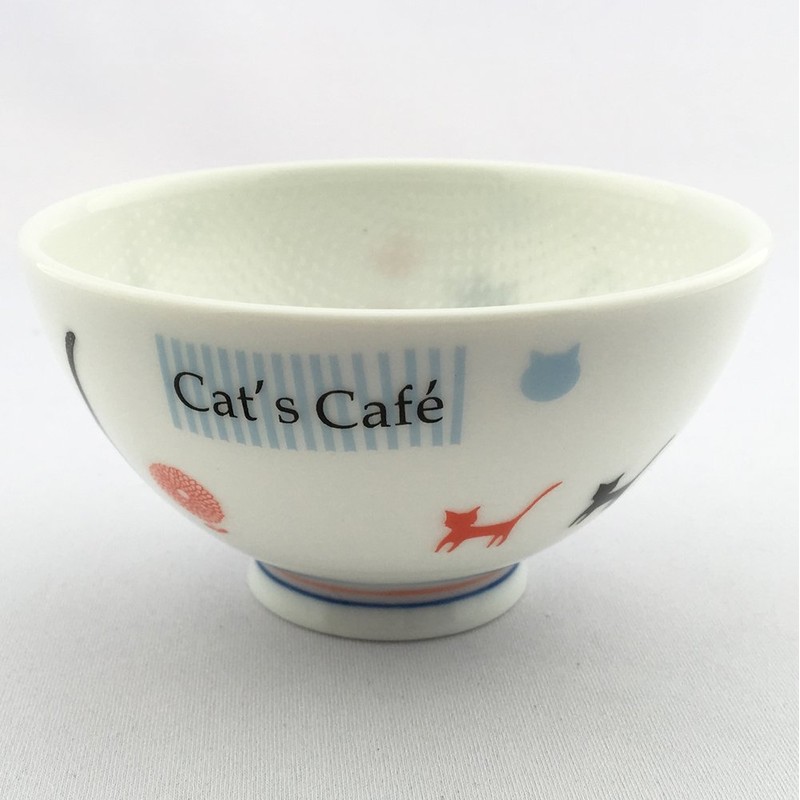 Ogura Pottery tubutubu Rice Bowl Small Cat's Café 77091