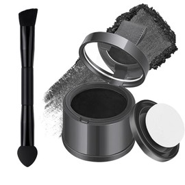 Hairline Powder with Brush – Root Touch Up & Hair Shading Powder, Long-Lasting Matte, Sweat & Humidity Resistant, Covers Thinning Edges/Wide Part/Gray Roots – Travel-Friendly Compact [Black]