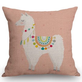 Swono Throw Pillow Cover Cute Hand Drawn Llama Decorative Pillow Cases Home Decor Square 18x18 Inches Pillowcases