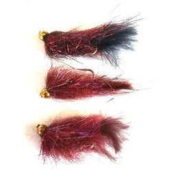 Brown Tungsten Bead Head Balanced Leeches Fly Fishing Flies Size 10 3 Flies Per Order
