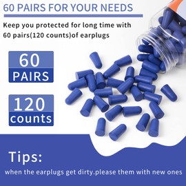 EXGOX Super Soft Foam Earplugs, 38 dB Highest SNR, 60 Pairs, One Size, Fits Virtually Any Wearer, Comfortable for Sleeping, Snoring, Learning, Travel, Concerts, Loud Noises