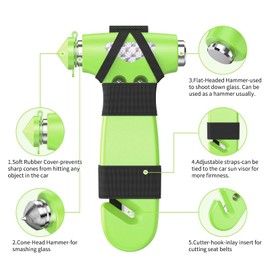 BSUXMAFG Car Safety Hammer, 2-Pieces 3-in-1 Emergency Escape Tool with Window Breaker and Seat Belt Cutter, Safety Emergency Car Escape Tool for Car, Office, Home, Pink&Fluorescent Green