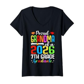 Womens Proud Grandma Of A 2026 7th Grade Graduate Graduation Gifts V-Neck T-Shirt