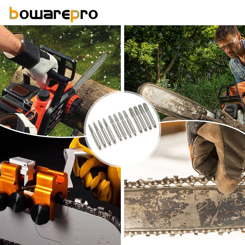 Bowarepro Chain Saw Sharpener Tool, 12Pcs Carbide Burrs for Hand
