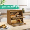 kiplant Bread Box for Kitchen Counter, Double Layer Large Bamboo