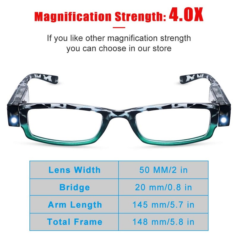 DuanMei 3 Pack Reading Glasses with Lights in The Frame