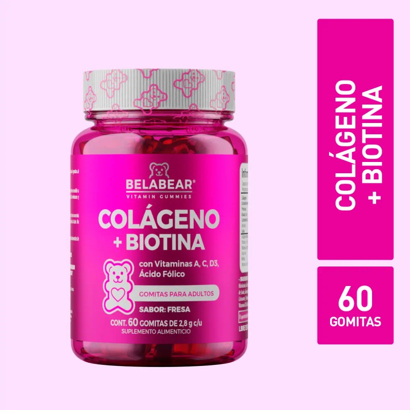 Solanum Belabear Colágeno Biotina Vit Acido Folico Gomitas Sabor Fresa