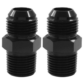 Waziaqoc 2PCS 10AN Male Flare to 1/2 Inch NPT Pipe Fitting Adapter, 7/8-14UNF Aluminum Straight Black