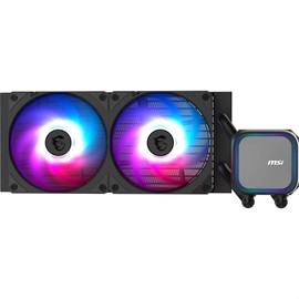 MSI MAG CORELIQUID A13 240 AIO CPU Liquid Cooler - Full CPU Coverage, Improved Water Channel Design, Minimalism Meets Illumination, CycloBlade 7, Split-Flow Radiator, Rifle Bearing Fans