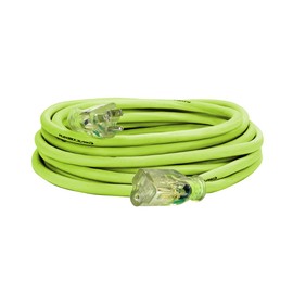 Flexzilla Pro Extension Cord, 14/3 AWG SJTW, 25 ft., Lighted Plug, Indoor/Outdoor, ZillaGreen - FZ512725