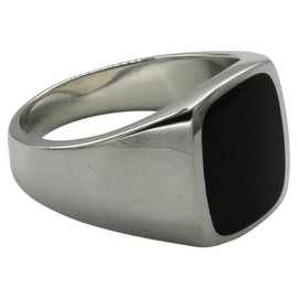 Fine Signet Ring with Onyx Solid Silver 925, Silver