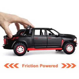 RAM 1500 Pickup Truck Toys for Boy Age 4-7 Diecast Metal Model Trucks Open Door Pull Back Toy Cars with Lights and Sound Gift for Kids 3-8 Years