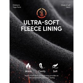 IUGA Girls Fleece Lined Leggings High Waisted Yoga Pants with Pockets Winter Leggings for Girls Athletic Warm Leggings Black