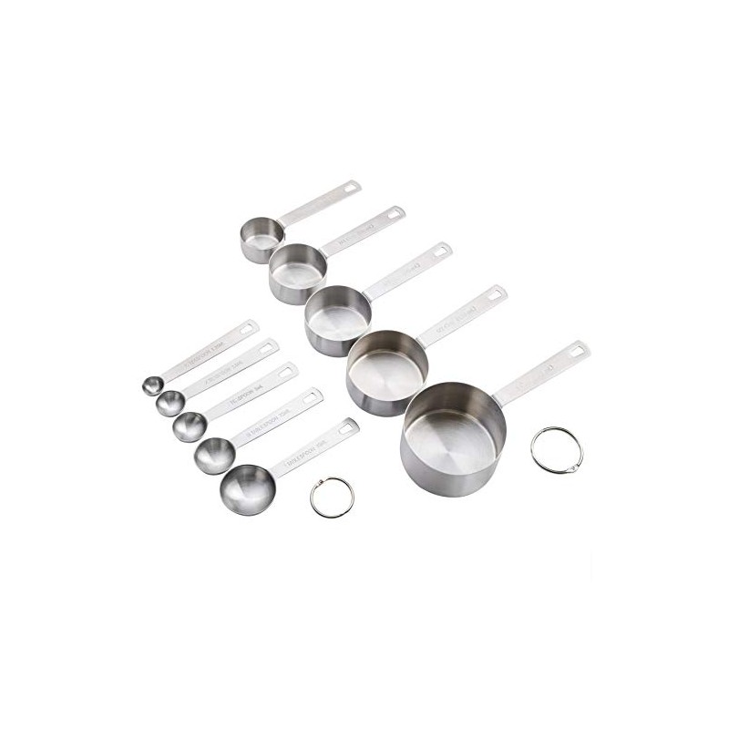 Babish Juego de 10 tazas medidoras y cucharas de acero