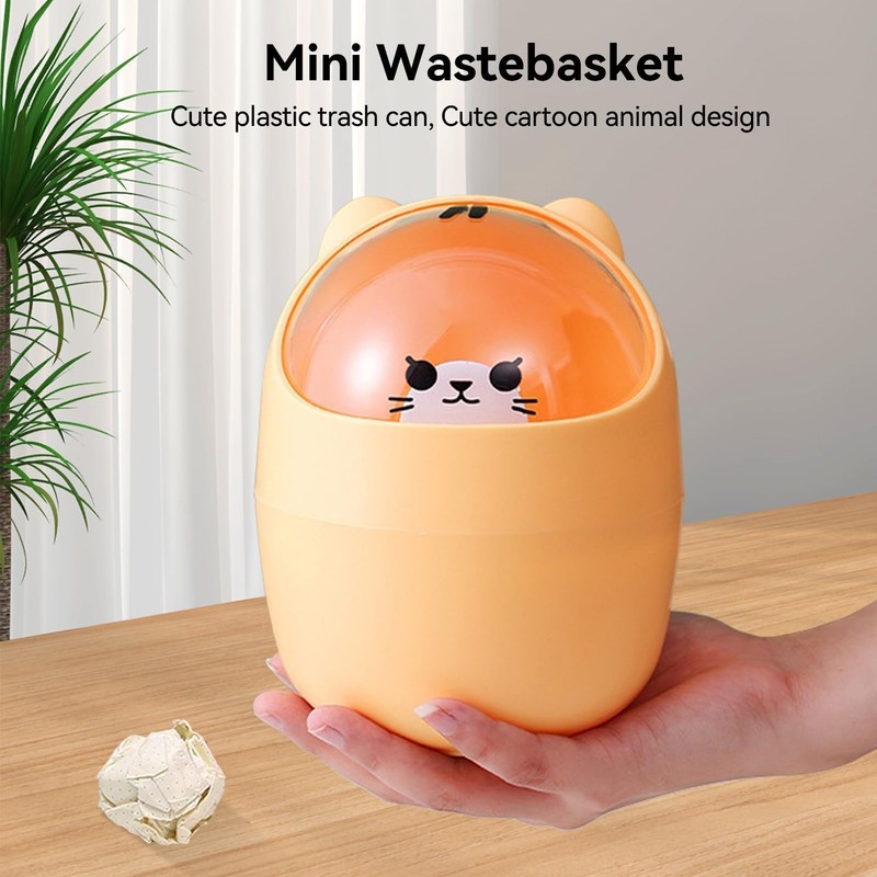 Cute Mini Desktop Trash Can, Cartoon Cat Animal Shape Waste