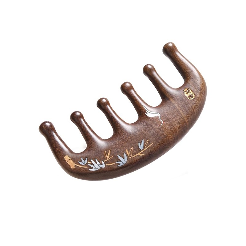 TAN MUJIANG Palm-Sized Wood Comb Worry-free | Bamboo & Crane