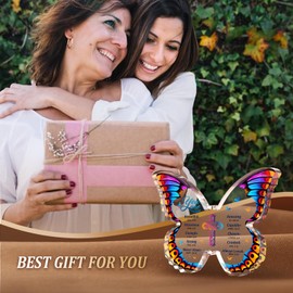 Gleevara Christian Christmas Gifts for Women, Religious Gifts for Women, Inspirational Bible Verse Christian Gifts for Birthday Baptism Christmas, Butterfly-Shaped Acrylic Plaque