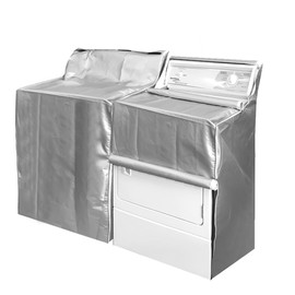 MRPAPA 2Pack Washing Machine Covers，Waterproof Dustproof Laundry Dryer Protect Cover, Zipper Design Sunproof washer and dryer covers for the top and Front load Washer/Dryer(Silver)