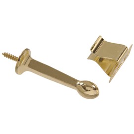 Hardware Essentials by Hillman 852343 Rigid Door Stops with Holder Brass