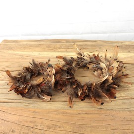 Macosa EX249036 Feather Wreath Brown 17 cm Feathers Table Decoration Wreath Easter Wreath Easter Decoration Nest Natural Easter Decoration Door Wreath Decorative Wreath Decoration (17 x 17 x 6 cm)