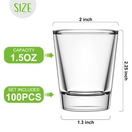 Geosar 100 Pieces Clear Short Shot Glasses Bulk 1.5 oz Mini Round Shot Glasses Heavy Base Small Glass Cups for Wedding Party, Water, Juice, Milk, Coffee, Drinking(Classic Style)