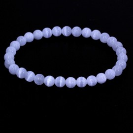Keleny Natural White Gypsum Selenite 6mm Round Beads Gemstones Crystal Stretch Bracelet 7 Inch Unisex