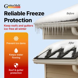 Heat Trace Cable for Gutters - 50 Feet, 3.75 Amps, 450 Watts, 120V Self Regulating Gutter Heat Cable for Metal Roof, Heated Gutter Cables, Ice Dam Melt Tape, Snow Cables, Roof Ice Melt System