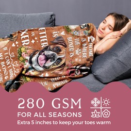 Huglanket Boxer Dog Gifts for Women and Men, Best Unique Boxer Dog Flannel Throw Blanket for Boxer Lovers, 50 x 65 inch, Skin Friendly, Novelty Boxer Gifts for Dog Lovers