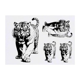 Azeeda 4 x 'Brüllender Tiger' Temporäre Tattoos - Wasserfest, Hautfreundlich & Ungiftig · Transfers in Verschiedenen Größen (TO00069156)